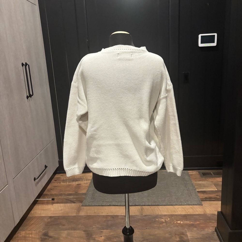 Vintage Eddie Bauer 100% Cotton Cream Knit Sweater L - Picture 2 of 4